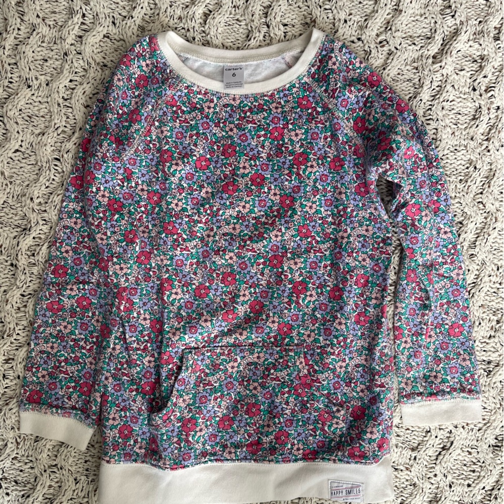 Carter's Floral Kids Sweater - Pink and Blue